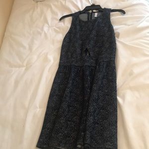 Metallic Patterned Keyhole Cocktail Dress